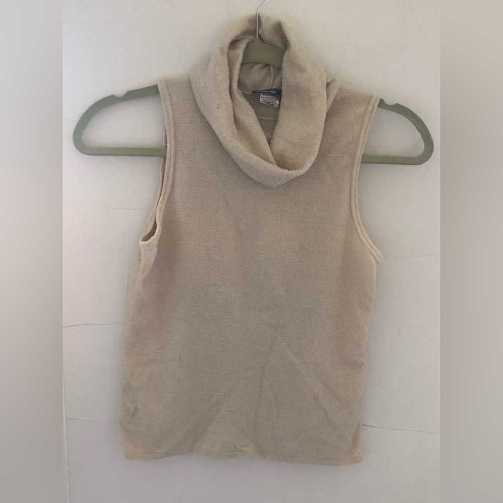 Rave sleeveless cowl-neck top. Cream colored, size L, good condition